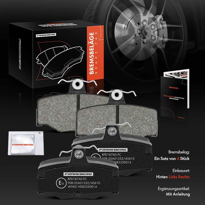 Frankberg 4x Brake Pad Set Compatible with Almera II N16