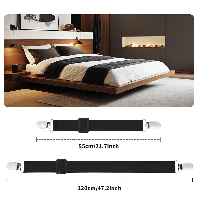 HAOYULUO Pack of 16 adjustable bed sheet straps, elastic bed