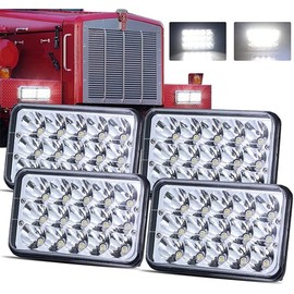 LEDUR 4x6 LED Headlights Dot Approved Hi/Lo Sealed Beam Replacement H4651 H4652 H4656 H4666 H6545 Compatible with Peterbilt Kenworth T600 W900 T800 Truck Peterbilt 379 S10 RV Freightliner