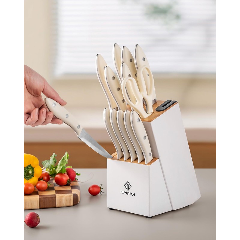 Knife Set, KUNYUAN 15 pieces Knife Sets for Kitchen,High Carbon