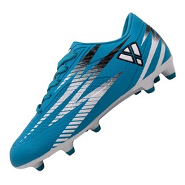 Vizari Bodega Firm Ground Youth Soccer Cleats for Boys/Girls | Premium Material Soccer Shoes for Comfort and Enhanced Performance | Multicolored Kids Football Cleats, Sky/White, 9 Toddler