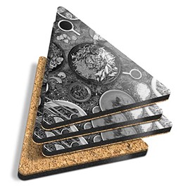 4 x Triangle Coasters - BW - Tasty Thai Food Chef Travel Cork Backed MDF Glossy Tea Coffee Accessory #38605