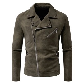 Retro Leather Jacket with High-end Feel, Retro Tie Dye Washed Matte CraftsmanshipColor: Fuchsia, Size: M