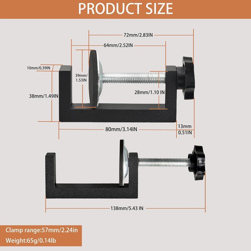 2.5 Inch Mini C-Clamps, 4-Pack Small C-Clamps for Woodworking, Heavy-Duty