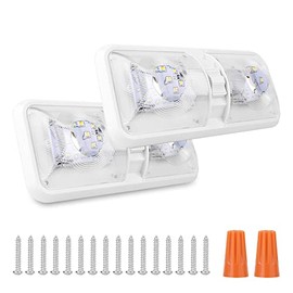 RVZONE LED RV 12V LED Ceiling Double Dome Light Fixture | 1000 LM RV Interior Lighting for RV Trailer Camper Truck Van Boat Car(Natural White 4000-4500K, 2 Pack)