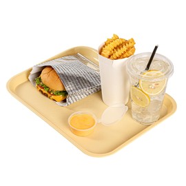 Restaurantware-10 x 14 Inch Fast Food Trays, 10 Sturdy Cafeteria Lunch Trays - Lightweight, No Slip, Beige Plastic Serving Trays, Rounded Corners, For Restaurants, Or Dinner Service