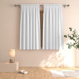 White Curtains 48 inches Long Room Darkening Window Curtain Panels Living Room Rod Pocket Thermal Insulated Drapes Kitchen Bedroom Bathroom Basement 2 Pieces 52"x48"