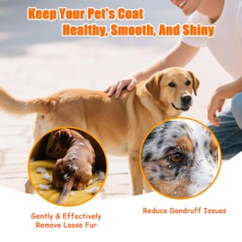 Handle Dog Palm Brush - Pet Grooming Hair Bath Comb,Soft Boar Bristle Brush for Short Long Haired Dogs