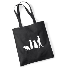 huuraa Jute Bag Meerkat Silhouette Bag Cotton 10 Litres with Motif for All Animal Lovers Gift Idea for Friends and Family, black