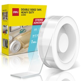 deli Double Sided Tape Heavy Duty, Nano Tape, Double Sided Mounting Tape, Clear Adhesive Tape for Hanging Picture, Poster, Carpet, Photo Deco, 10 Feet