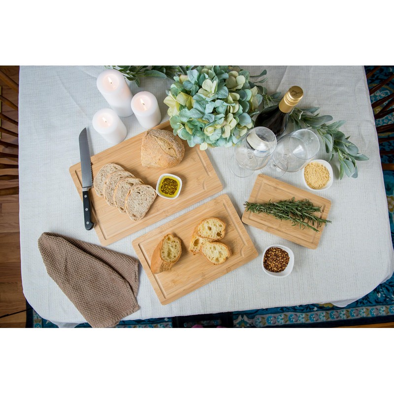 Lipper International Bamboo Wood Cutting Boards with Built-In Juice Grooves