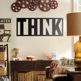 BONPERLA Think Metal Wall Art – Modern Motivational Word Sign for Office, Home, or Study – Industrial Style Metal Decor (39"x15" (100x38cm))
