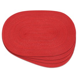 Noctiflorous Oval Braided Placemats Set of 4 Woven 12x18 Inch Non Slip Washable Heat Resistant Place Mats Round Tablemats for Dining Kitchen Party Daily Table Decor Dinner Mats (Red Shine, 4)