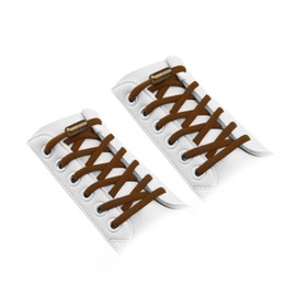 No Tie Shoe Laces Elastic Shoelaces Oval Elastic Lock Shoe Laces (Oval [brown])