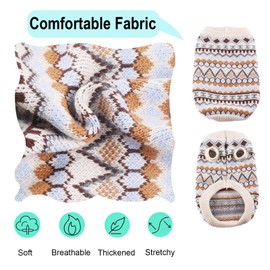 Yoolhamy Dog Jumper, Christmas Jumper for Small, Medium Dogs, Christmas Jumper, Thick Dog Jumper, Warm Dog Sweaters for Chihuahua, French Bulldog (Beige, L)