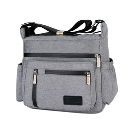 Wxnow Purses and Shoulder Handbags for Women Casual Travel Bag Messenger Cross Body Crossbody Bag Oxford Nylon Bags Purses Light Grey