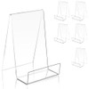 5Pcs Acrylic Sign Holder,Acrylic Book Stands,Clear Book Holder with Vertical Slanted Back, Clear Tablet Holder for Displaying Pictures, Books, Music Sheets