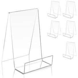 5Pcs Acrylic Sign Holder,Acrylic Book Stands,Clear Book Holder with Vertical Slanted Back, Clear Tablet Holder for Displaying Pictures, Books, Music Sheets