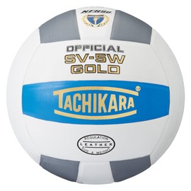 Tachikara Sv5W Gold Competition Premium Leather Volleyball (College Blue/White/Silver Gray)