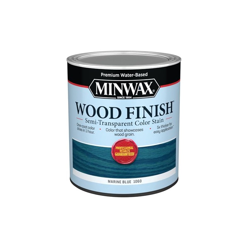 Minwax® Wood Finish® Water-Based Semi-Transparent Color Stain, Marine Blue, 1