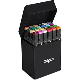 Alcohol marking, 24-color double brush head permanent artistic marking, coloring marking, for making calligraphy and painting cards, adults, children 8-12