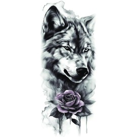 2 Blätter Temporäres Wolf Tattoo Wolf Traumfänger Tattoo Rose Tattoo Arm Tattoo XQB079 707