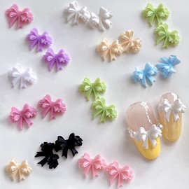 Mixed Color Cute Bow Nail Charms Bows for Nails Supplies 3D Bowknots Nail Charm Resin Bow Charms for Nails Design Kawaii Ribbon Bowknot Nail Art Charms for Women Manicure Decor Nails Accessories