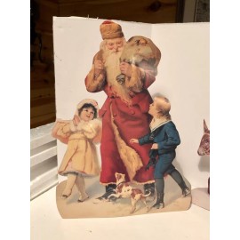 Victorian Era 4 Victorian Die Cut Santa Claus Christmas Card Up To 12" Tall Old Print Factory