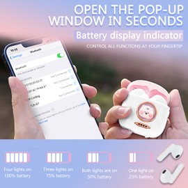 Kids WL Earbuds BT 5.1 Headphones with Cute Duck Bag Charging Case, 28H Playtime/Auto Pairing/HD Sound/Touch Control, Noise Reduction Headset Built in Mic Earphones for Sports/Working (White)