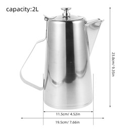 Luxshiny Stainless Steel Pitcher with Lid 2L Tea Kettle Cold Water Jug Juice Pitcher Water Carafe Pot Beverage Dispenser Lemonade Milk Pitcher Container for Restaurant Home Office