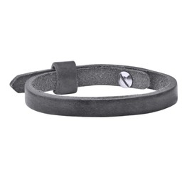 Quiges Slide In Metallic Grey Leather Bracelet 24cm for Slide In Charms