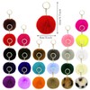 DOITEM Pack of 30 Pom Poms and Heart-Shaped Pompoms Keychain,