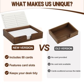 Buqoo Black Walnut Wood To Do List Holder with 50 Task Cards Desk Organizer