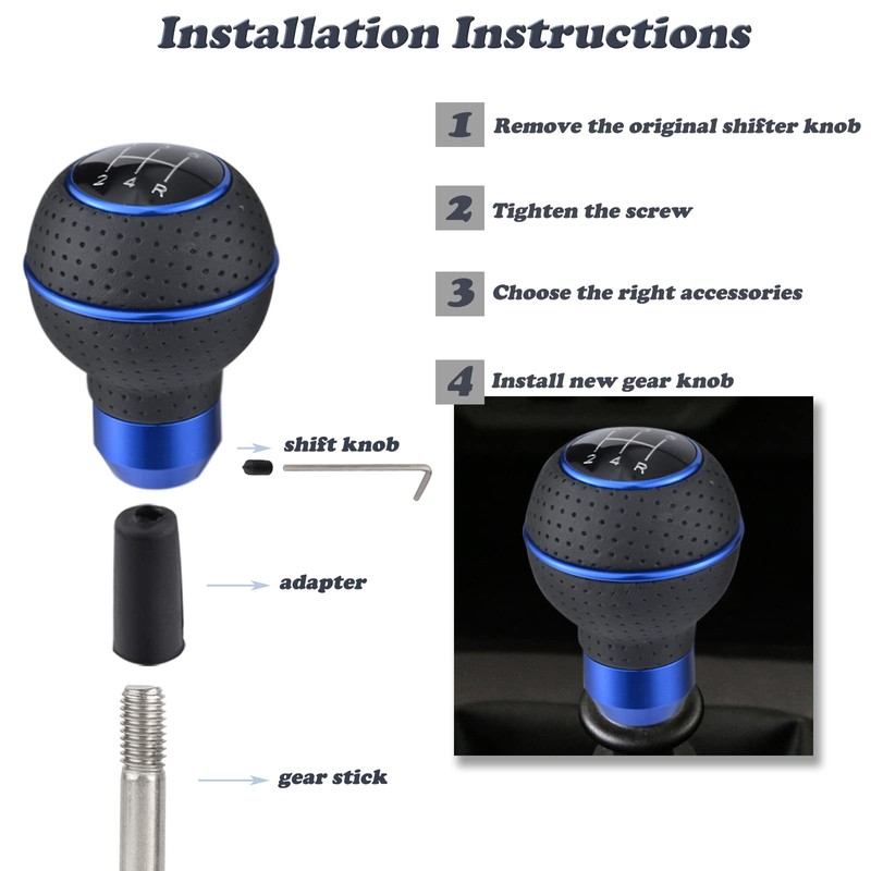 Padaodao 5 Speed Gear Knob Leather Lever Stick Shifter Head