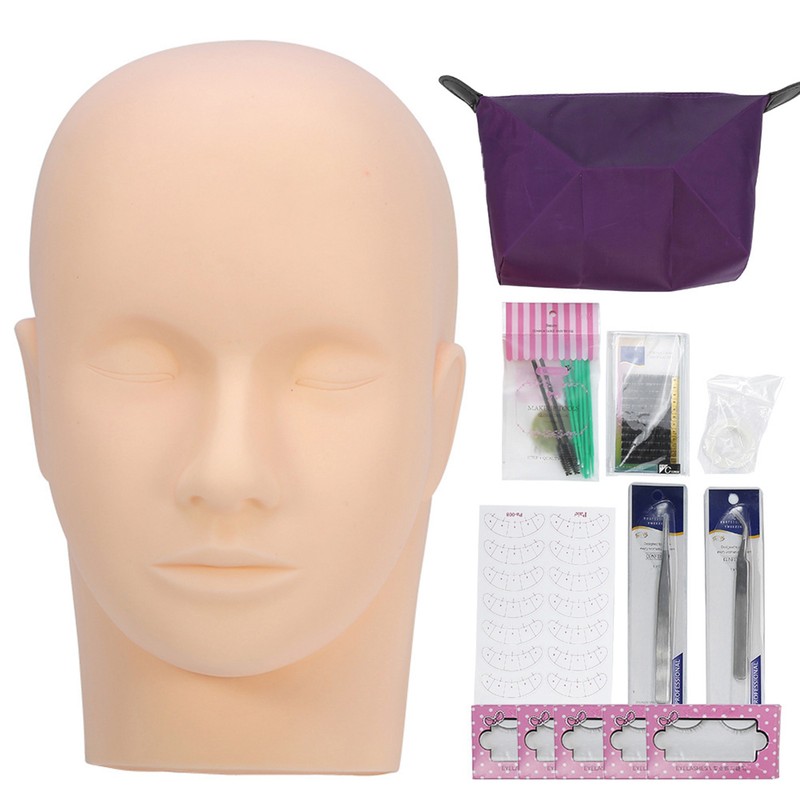 Professional One Training Head Model False Eyelashes Extension Practice Kit