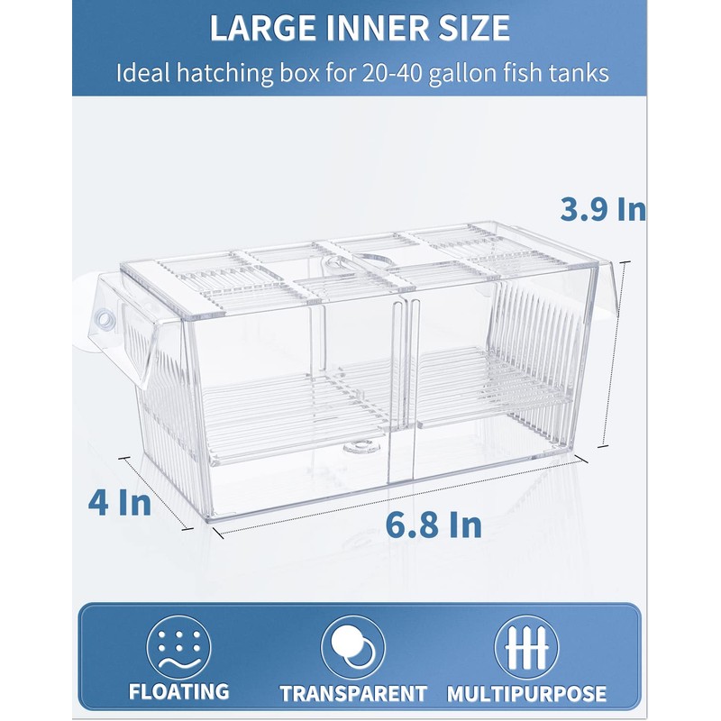 Pawfly Aquarium Fish Breeding Box Acrylic Hatchery Incubator Tank with
