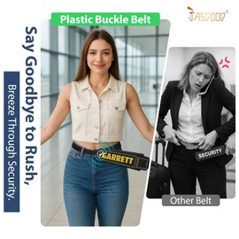 JASGOOD Elastic Belts for Women Stretch Belt with Plastic Flat Buckle No show Belt for Jeans Pants