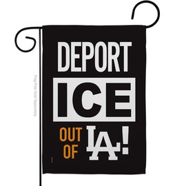 Abolish ICE Deport ICE Out of Los Angeles Flag Yard Sign Wall Hanging Decor Home Poster Porch Balcony Bandera para Mexican Gifts SF NY MAGA Sign Protest Poster Californian Decor Pride