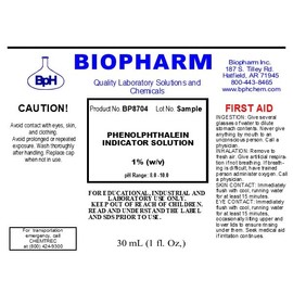 Biopharm Phenolphthalein pH Indicator 1% Solution 8-Pack: 830-mL (81-fl oz) in Plastic Dropper Bottles