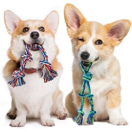 SHARLOVY Juguete de Cuerda de Perro de 2 Paquetes para Perros pequeños, Juguetes para los Dientes del Cachorro, Juguetes de mascar de Cachorro de algodón duraderos para los Dientes