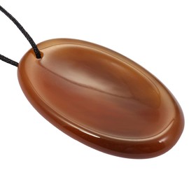 mookaitedecor Natural Agate Thumb Stone Pendant, Gemstone Massage Stone with Cavity, Worry Stone for Healing Reiki, Size Approx. 49 x 27 x 6 mm