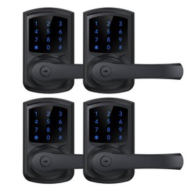 HIDALIFE Keyless Entry Door Lock, Keypad Door Lock with Handle, Electronic Door Lock, Touchscreen, Auto-Locking, Anti-peep Password, Easy to Install for Front Door, Home, Office, Matte Black 4 Pack