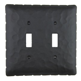 Rustic Rancho Wrought Iron Double Toggle Switch Plate Cover EPH44 (Black)