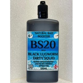 Searigs - Saltwater Concentrated 125ml Attractor Gel - BS20 - BLACK LUGWORM & DIRTY SQUID - Liquid Sea Fishing Bait Booster.