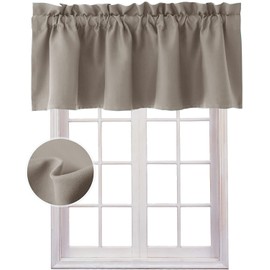 Hiasan Valance Curtains for Kitchen Blackout Thermal Insulated Solid Window Curtain Valance, Taupe, 42 x 18 Inches, 1 Panel