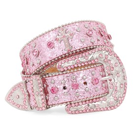 Balteus Rhinestone Belt for Men Women Sparkly Bling Diamond Sequin Studded Belt Western Cowgirl Cowboy Belt