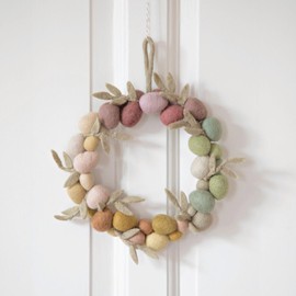 Èn Gry & SIF Easter Wreath, Handmade Felt Door Wreath, Fair Trade, Wreath for Hanging as Easter Decoration, Diameter 26 cm