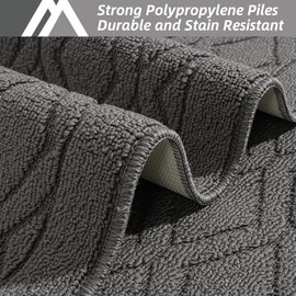 COSY HOMEER 48x20 Inch/30X20 Inch Kitchen Rug Mats Made of 100% Polypropylene 2 Pieces Soft Kitchen Mat Specialized in Anti Slippery and Machine Washable (Grey)
