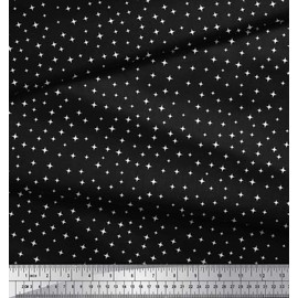 Soimoi Black Cotton Duck Fabric Star Small Decor Fabric Printed BTY 56 Inch Wide