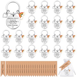 Otuuz 24 Sets Thank You Gifts with Inspirational Rainbow Keyring Organza Bag Thank You Gift Tags Farewell Gift for Colleagues Friends Employees Teachers, rainbow